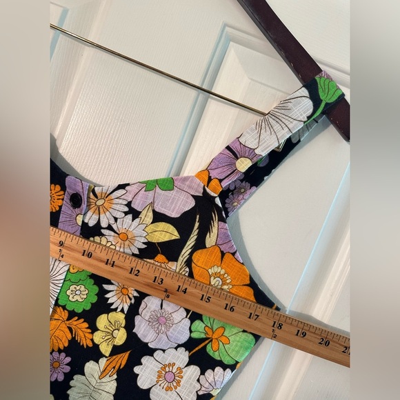 NWT MAJE Flower Power 100% Cotton Crop Button Tank Adjustable Strap Hippie Peace - Picture 4 of 12